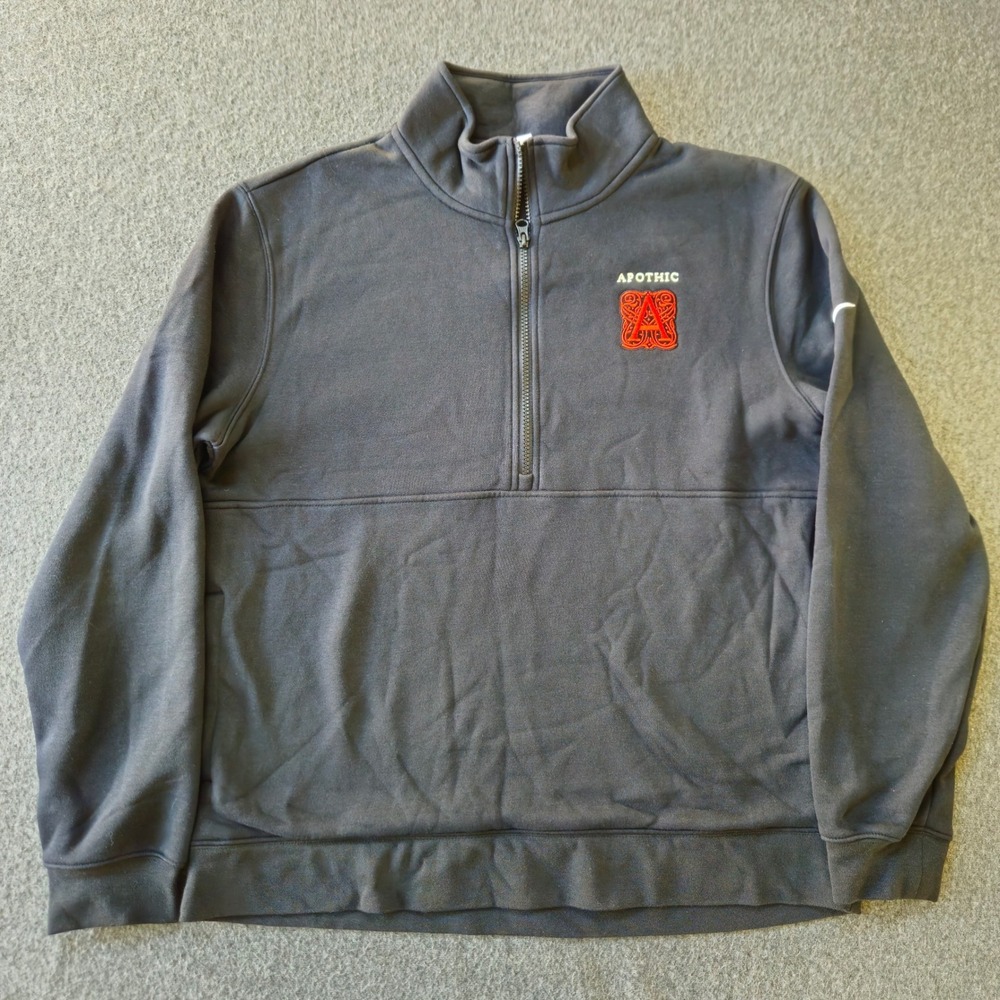 Nike Quarter Zip Pullover L Black Apothic Wine Logo Fleece Gorpcore Athleisure